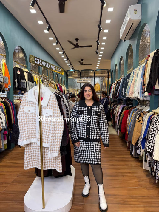 WOOLEN CHECKS TOP AND SKIRT (IMP-616)