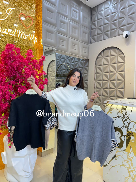 SHOULDER BUTTON WOOLEN TOP (IMP-622)