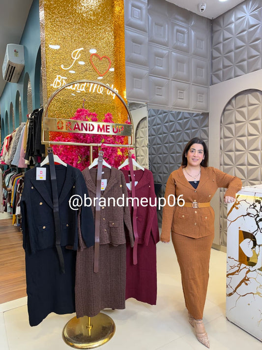 WOOLEN BM CORD SKIRT WITH BELT (IMP-630)