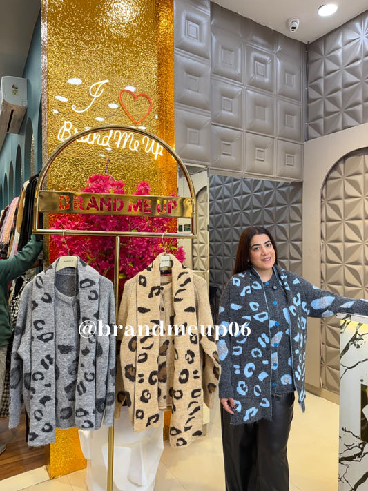 CHEETAH SWEATER WITH STOLE (IMP-665)