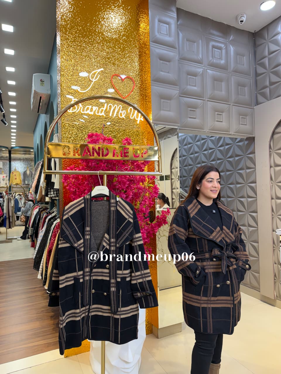 CHECKS WOOLEN COAT WITH BELT (IMP-684)