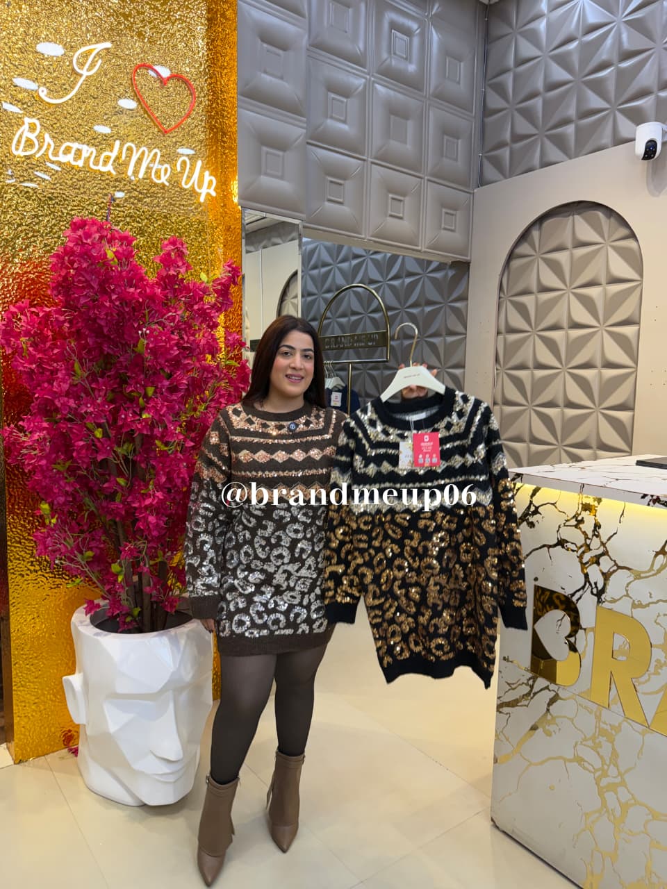 PARTYWEAR SEQUENCE WOOLEN DRESS (IMP-692) CHEETAH
