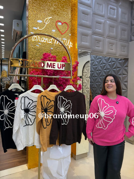 WOOLEN SIDE FLOWER SWEATER (IMP-699)