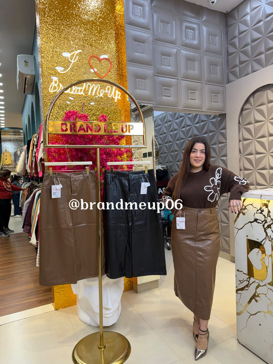 LEATHER HIGH WAIST SKIRT (CODE-8924) (IMP-707)