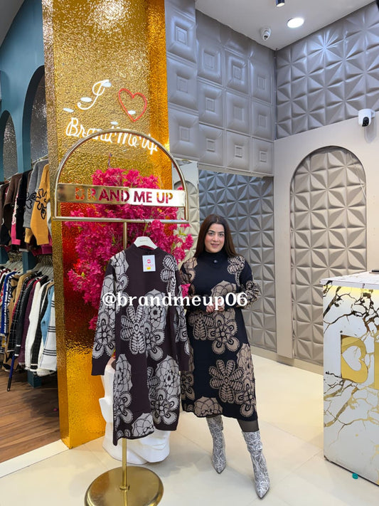 WOOLEN PRINTED DRESS (IMP-749) FLOWER