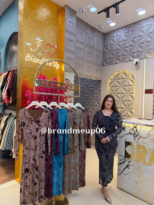 V NECK POWERNET DRESS (DRESS-345)