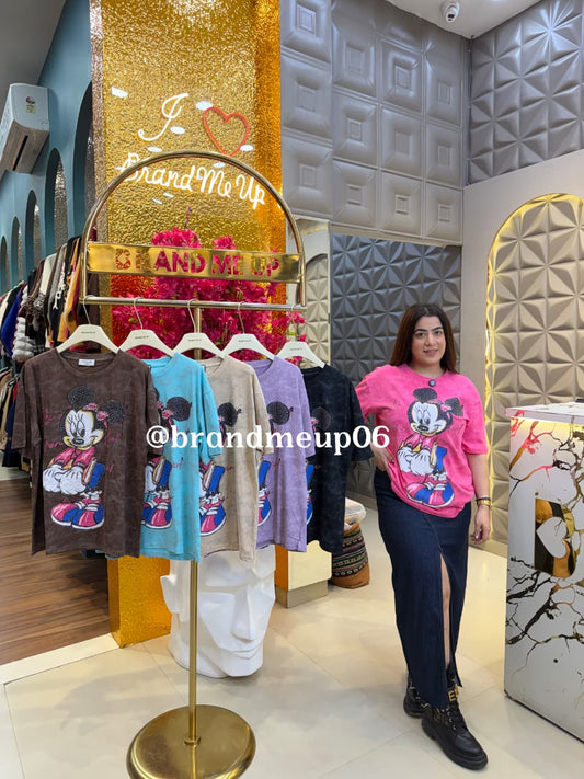 COTTON RHINESTONE CUTE T-SHIRT (TEE-184) (CODE-6003