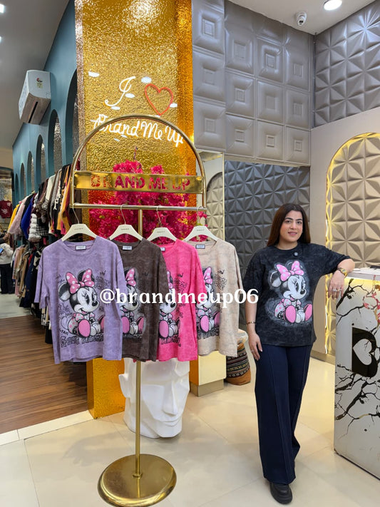 COTTON RHINESTONE CUTE T-SHIRT (TEE-187) (CODE-8012)