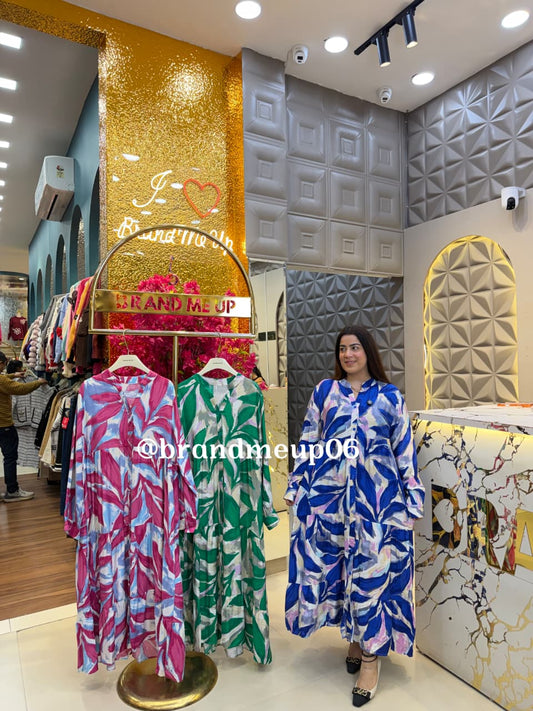 COTTON PRINTED DRESS WITH POCKETS (PRM-808)