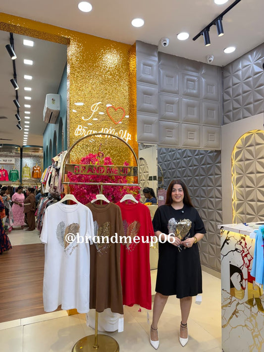 COTTON LYRA SEQUENCE FEATHER DRESS (PRM-845)