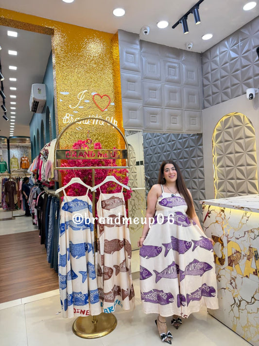 PRINTED FRILL DRESS (DRESS-350) FISHY