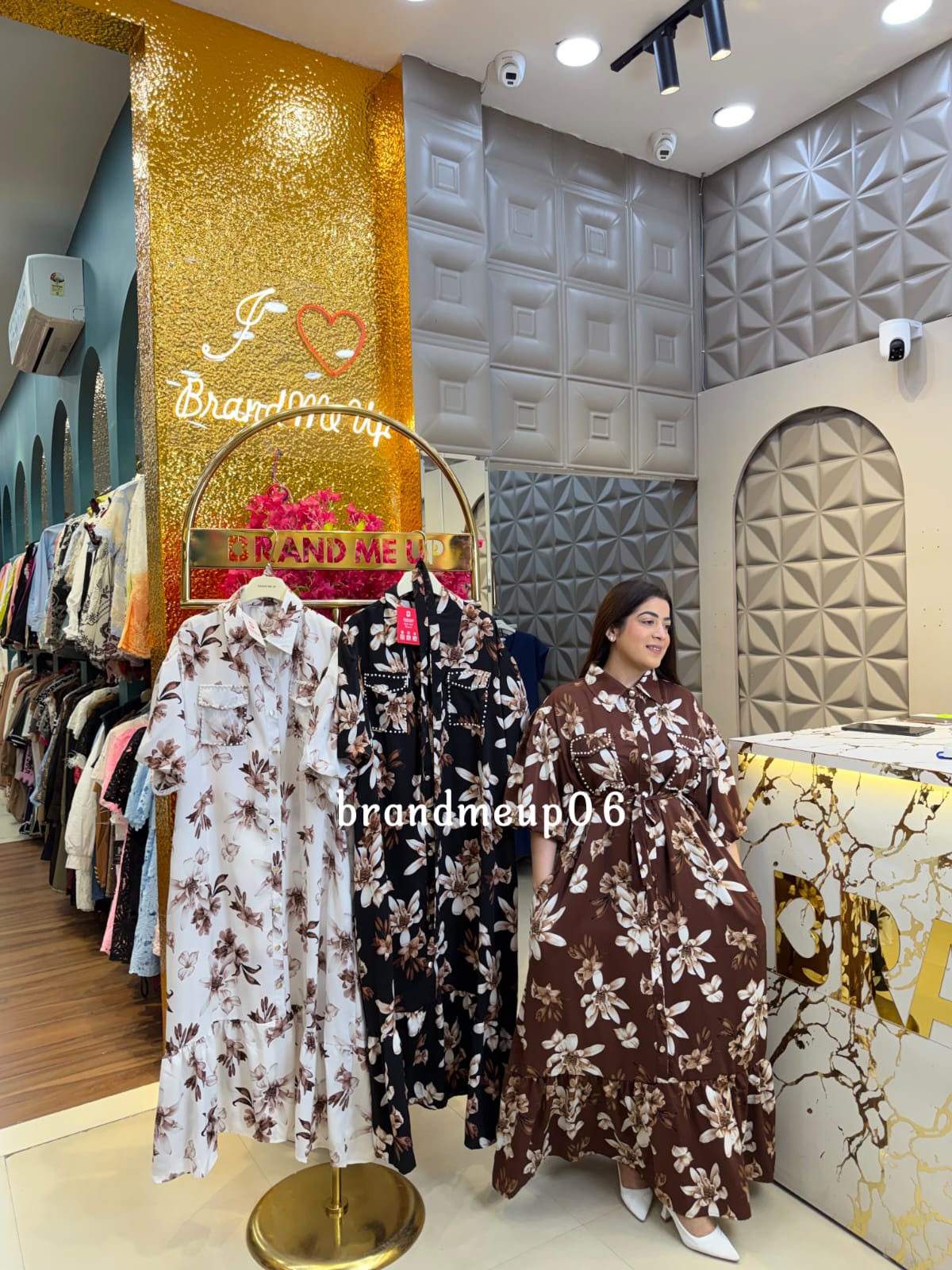 PREMIUM PRINTED PEARL DRESS WITH POCKET (PRM-903)