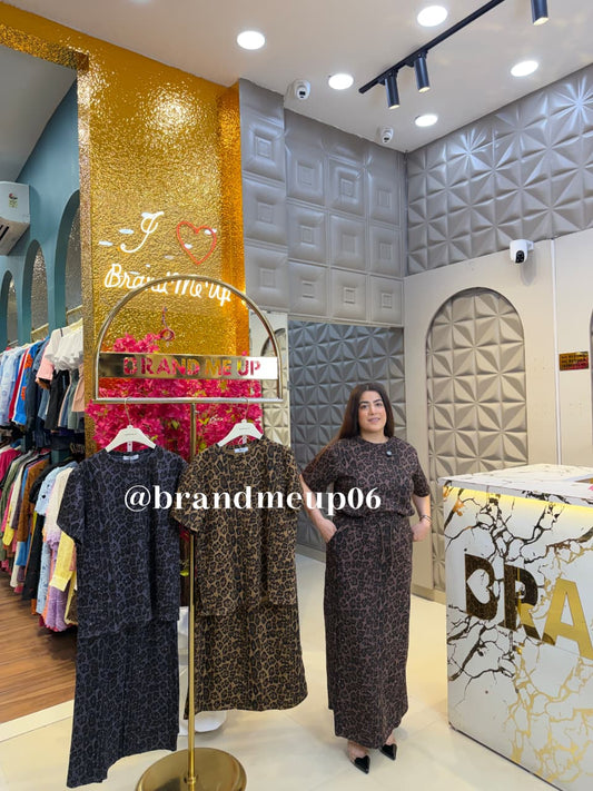 ‘ROAR’ 2PCS CHEETAH SKIRT SET WITH STONE (SKU-130) (CODE-9519)