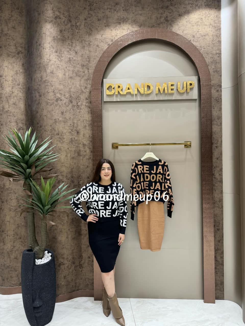 WOOLEN DRESS WITH LETTER RHINESTONES TOP (IMP-472)