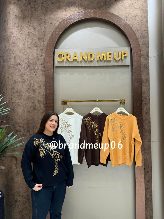 WOOLEN LEAF SEQUENCE SWEATER (IMP-706)