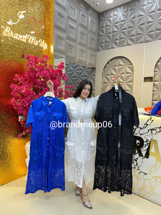 Lace Dress With Golden Button (PRM-455)