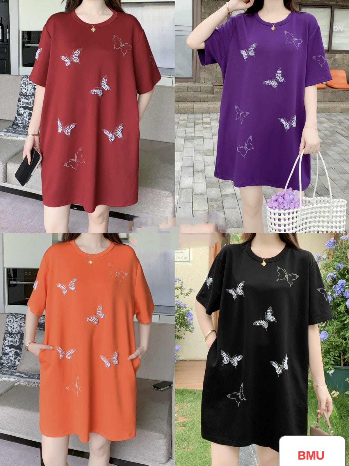 Super Soft Stretchable Dress With Pocket Butterfly (PRM-570)