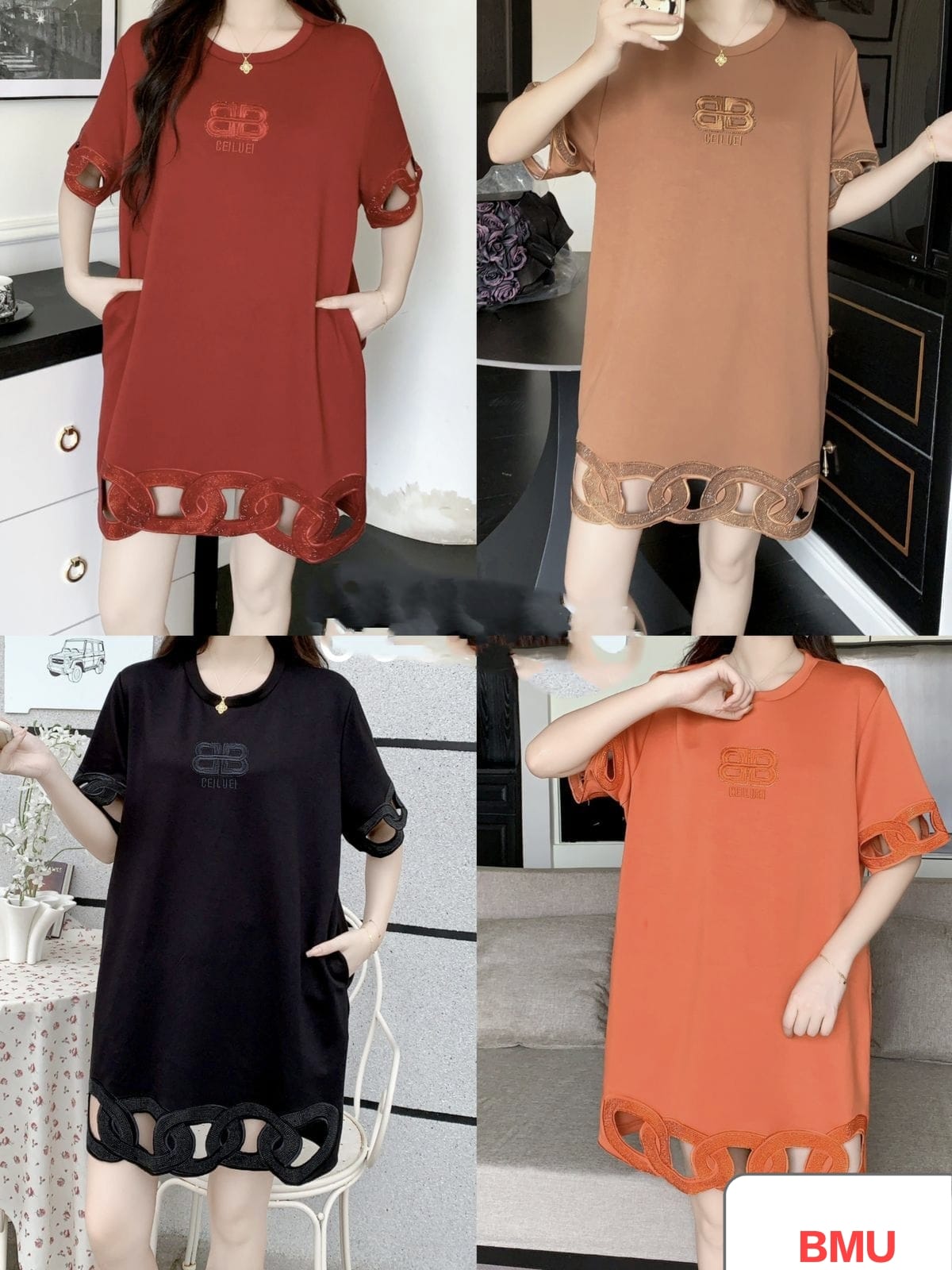 Super Soft Stretchable Dress With Pocket Cutout Work (PRM-566)