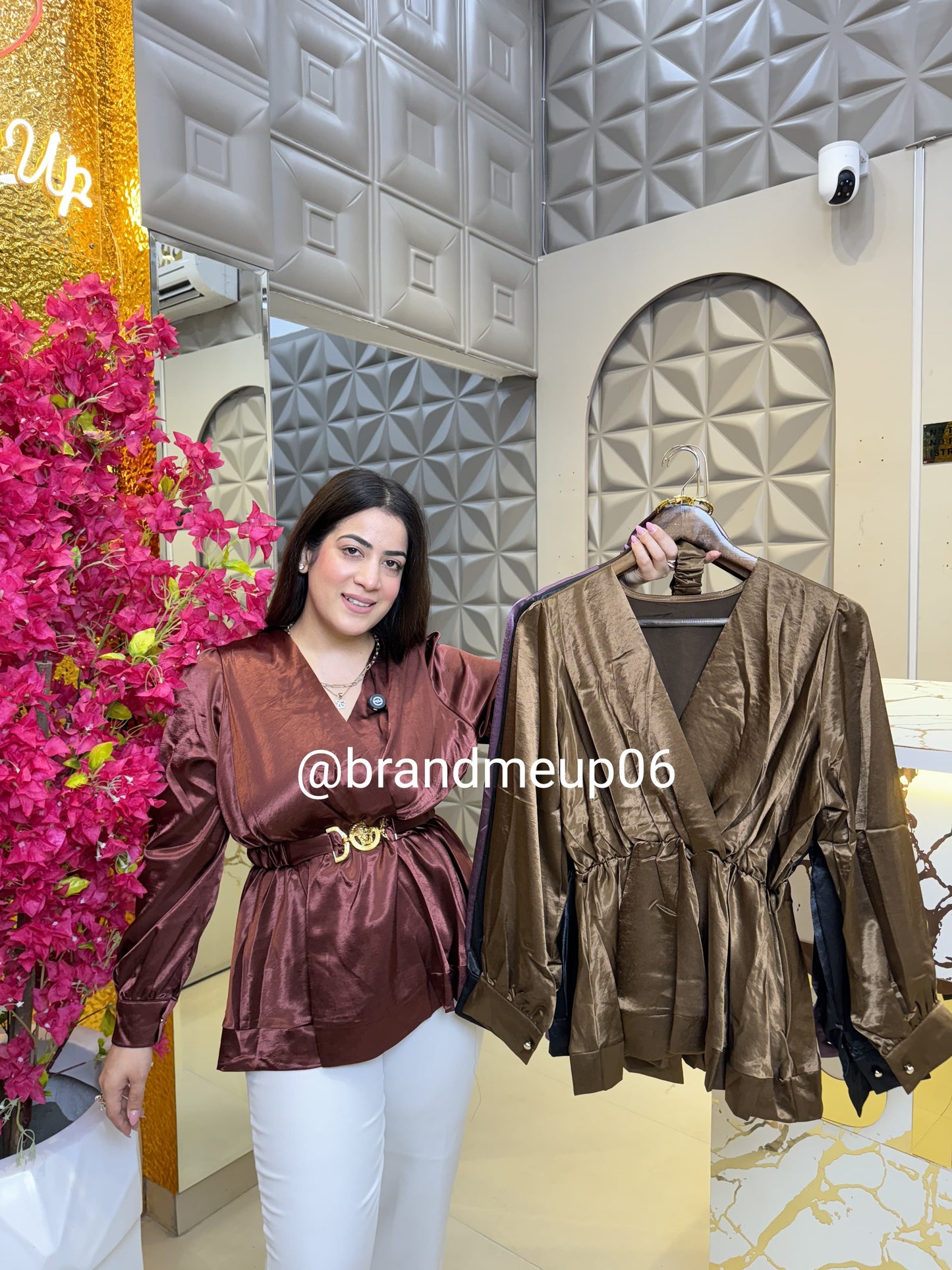 Summer Satin Top With Belt (PRM-408)