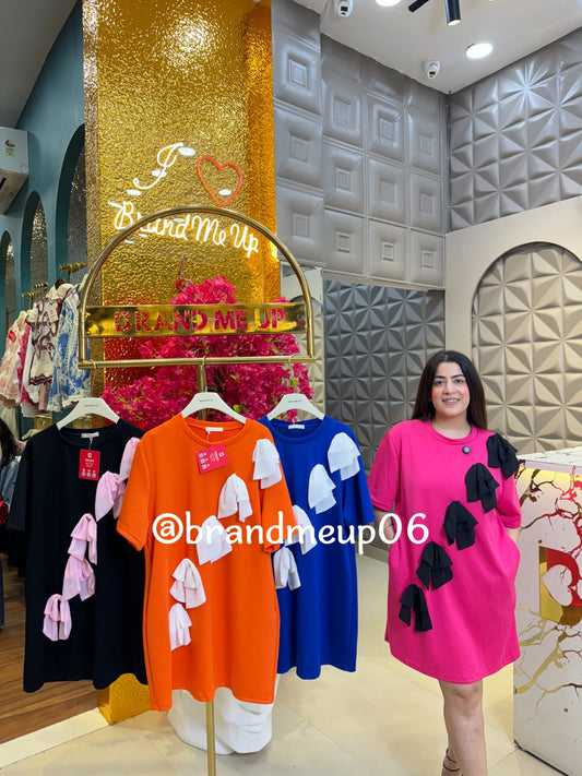 Imported Partywear Dress With Pocket (PRM-602) 3D BOW