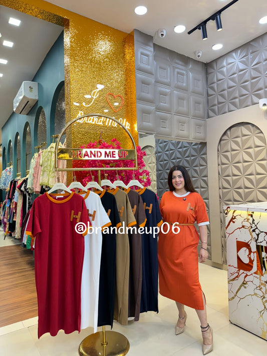 Imported Stretchable Dress With Belt (PRM-491)