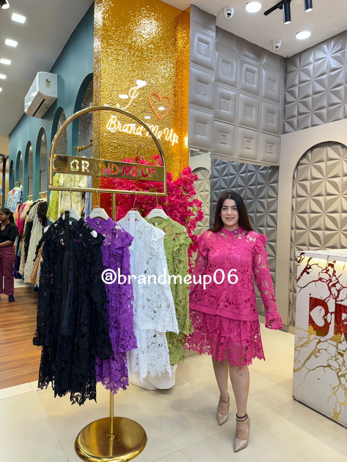 Lace Dress With Inner & Belt (PRM-395)
