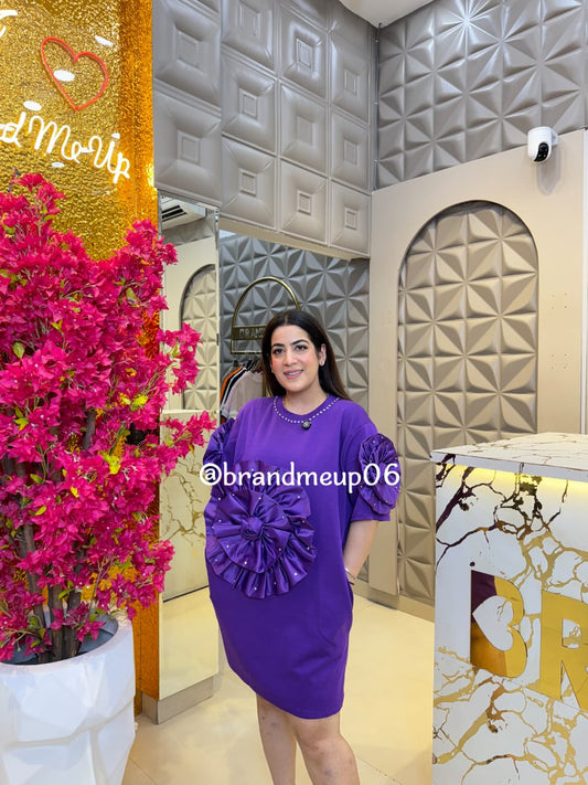 Imported Stretchable Dress With Pocket 3D Flower (PRM-657)