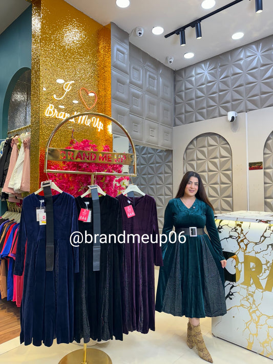 Velvet Dress With Belt (VELVET-1)