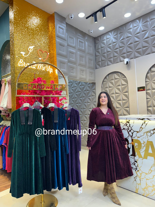 Velvet Dress With Belt (VELVET-5)