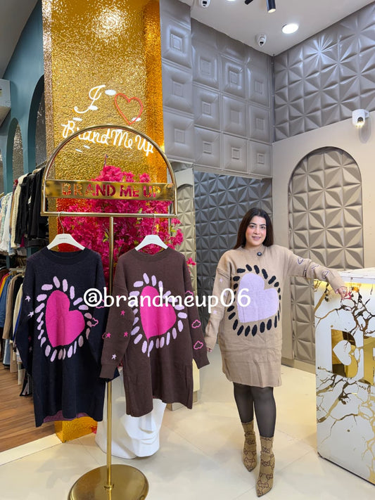 WOOLEN LONG DRESS HEART (IMP-526)