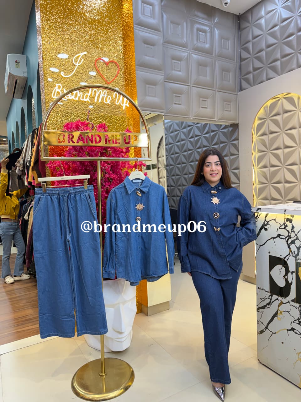 DENIM CORD WITH GOLDEN BROOCH (PRM-774) STAR