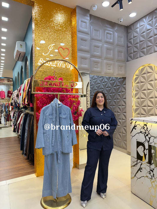 CLASSIC DENIM CORD SET WITH BELT (PRM-748)