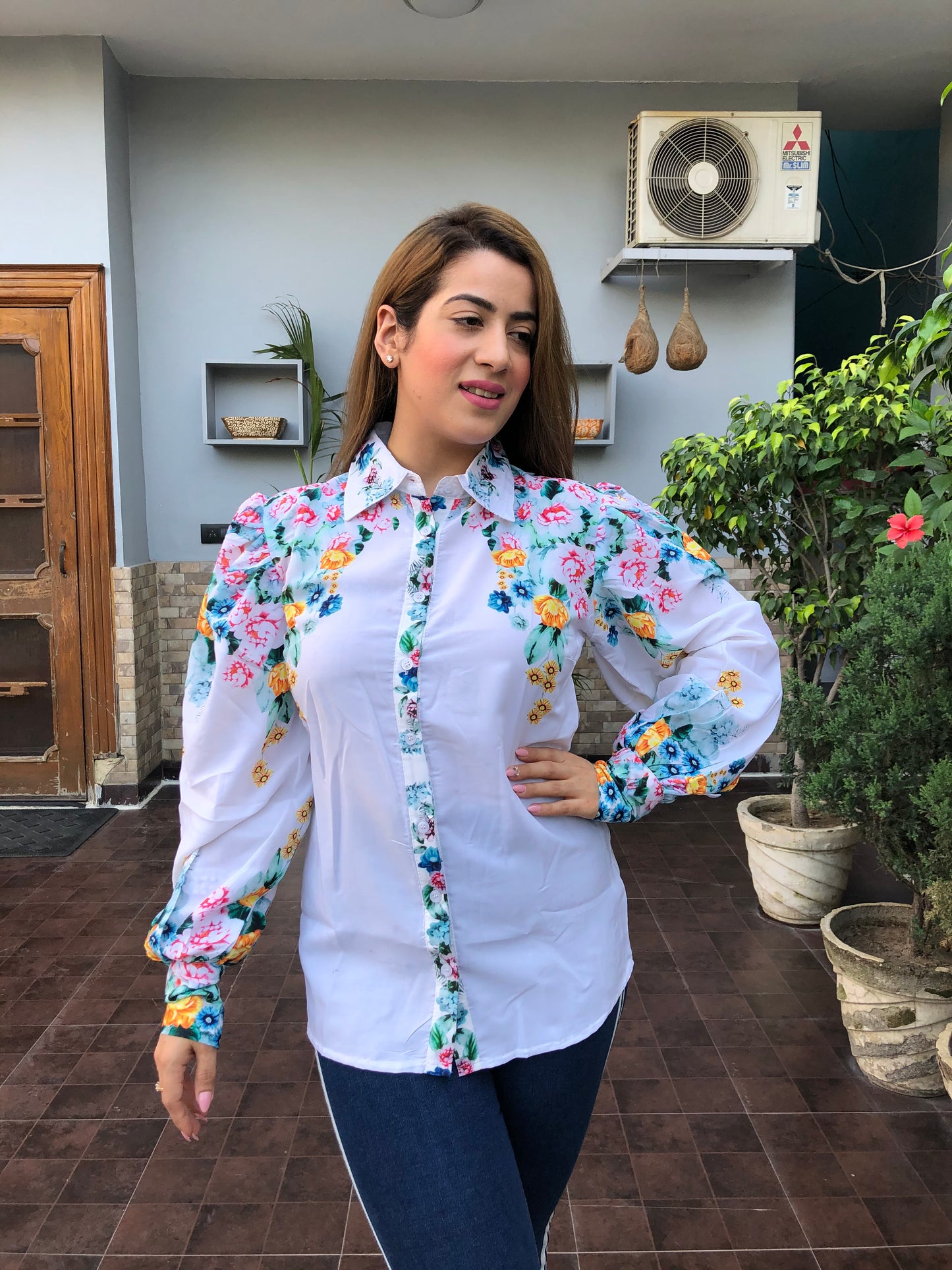Imported Floral shirt - White