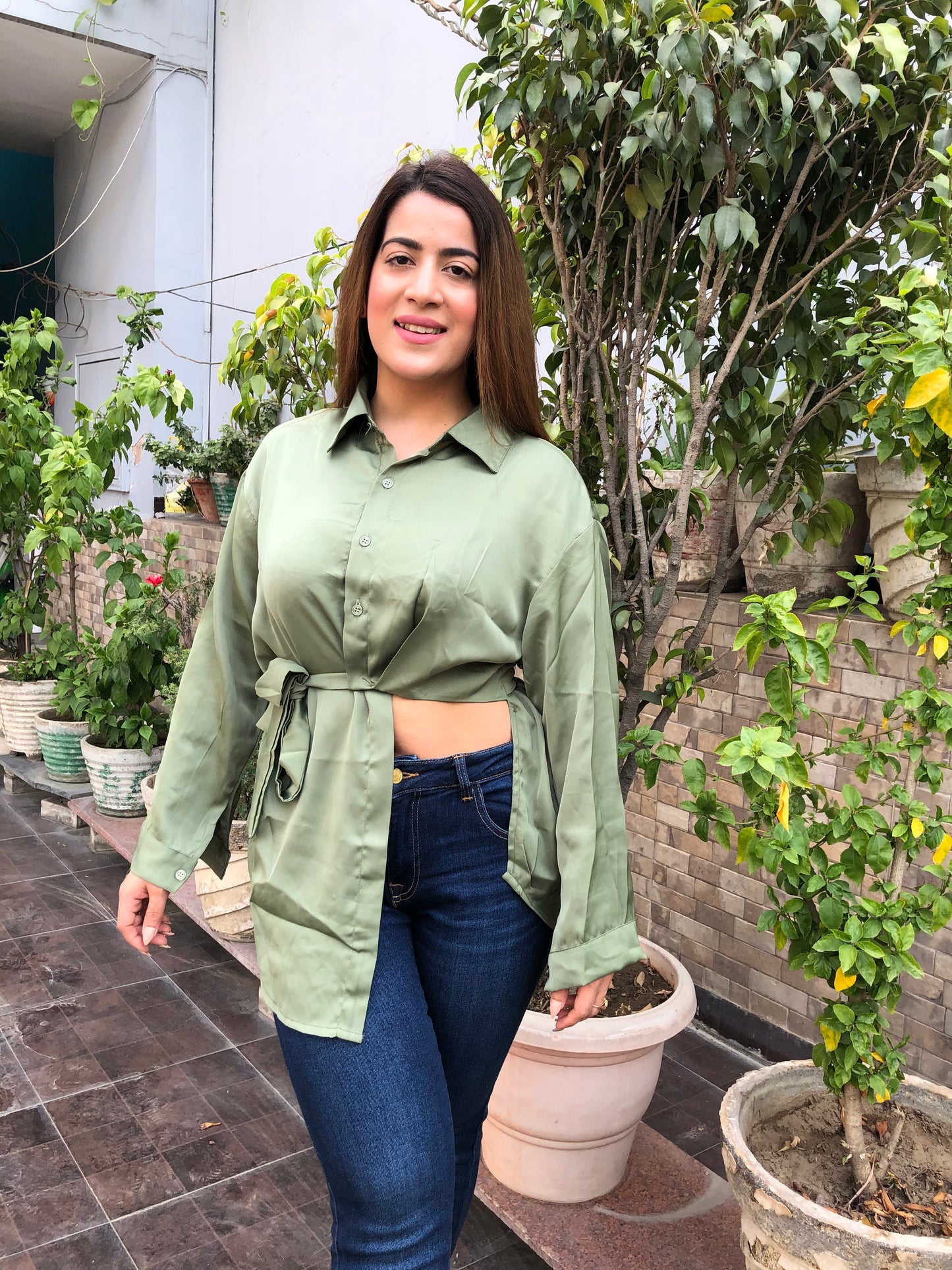 Side Cut Satin Shirt