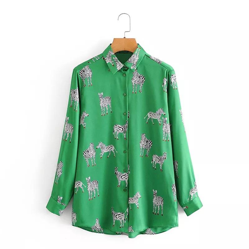 green zebra print shirt