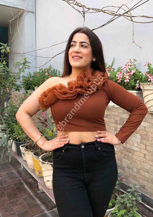 One Side Frill Crop Top