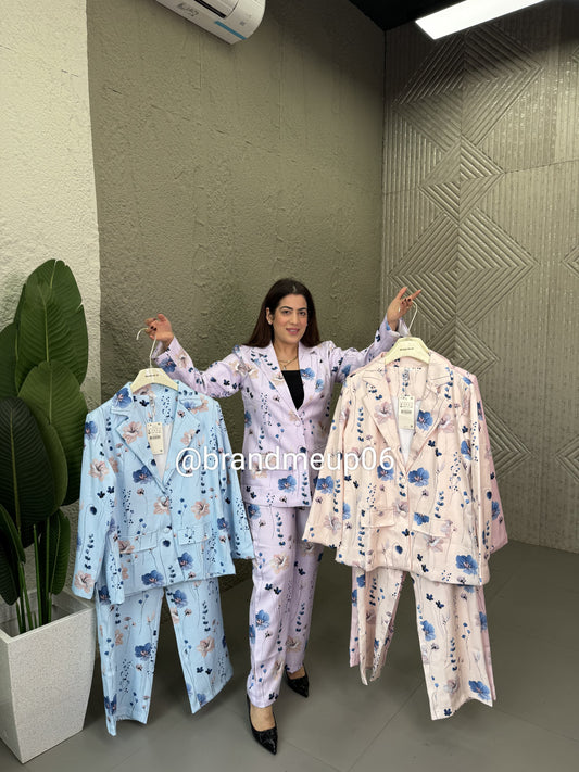 Printed Blazer Set (SET355)