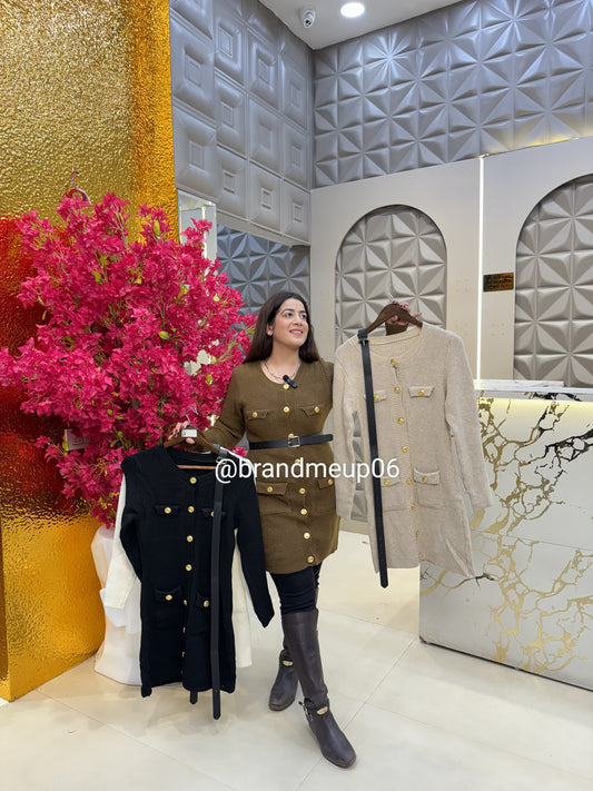 Woolen Dress with Belt (IMP-390)