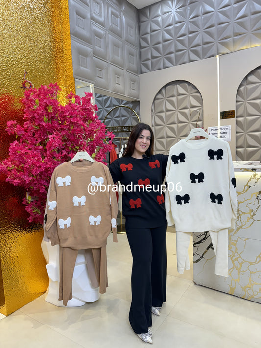 Bow Woolen Cord Set (IMP-478)