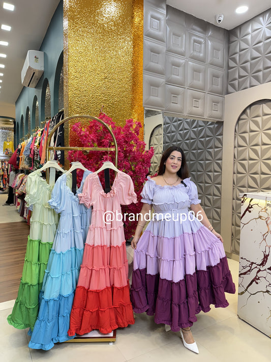 Ombre Maxi Dress With Belt (PRM-277)