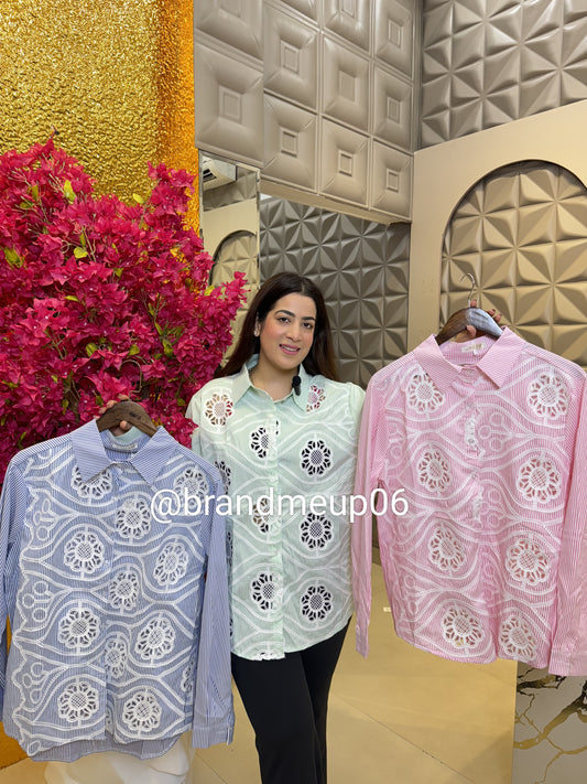Cotton Shirt With Lace Work (PRM-317)