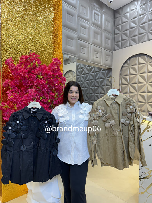 Cotton Shirt With 3D Flower (PRM-390)