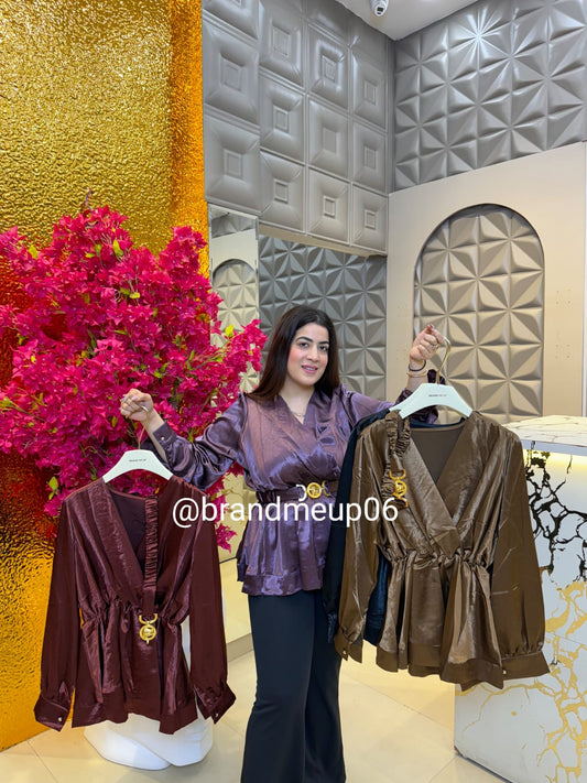 Summer Satin Top With Belt (PRM-408)