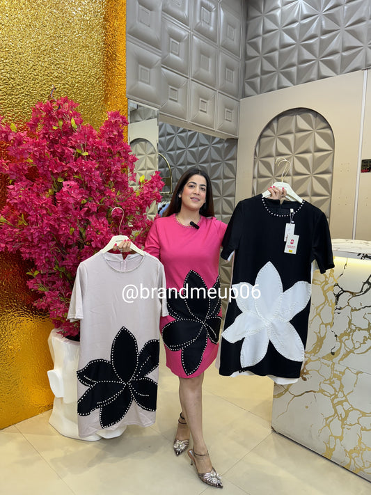 Cotton Lycra Stretchable Dress With Rhinestones (PRM-413)