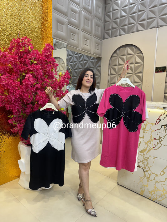 Cotton Lycra Stretchable Dress With Rhinestones (PRM-412)