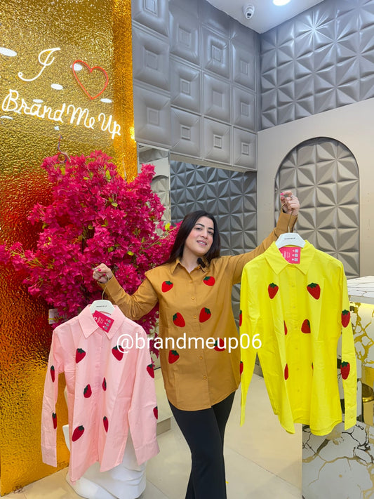 Strawberry Embroidery Cotton Shirt (PRM-458)