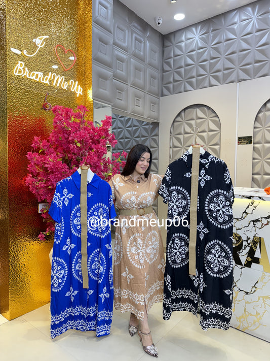 Imported Cotton Dress With Belt (PRM-488)