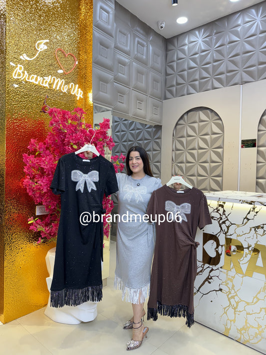 Rhinestone Imported Stretchable Dress (PRM-495)