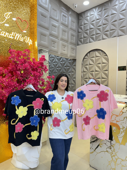 Cute Cotton T-Shirt (TEE-156) Flower Patch
