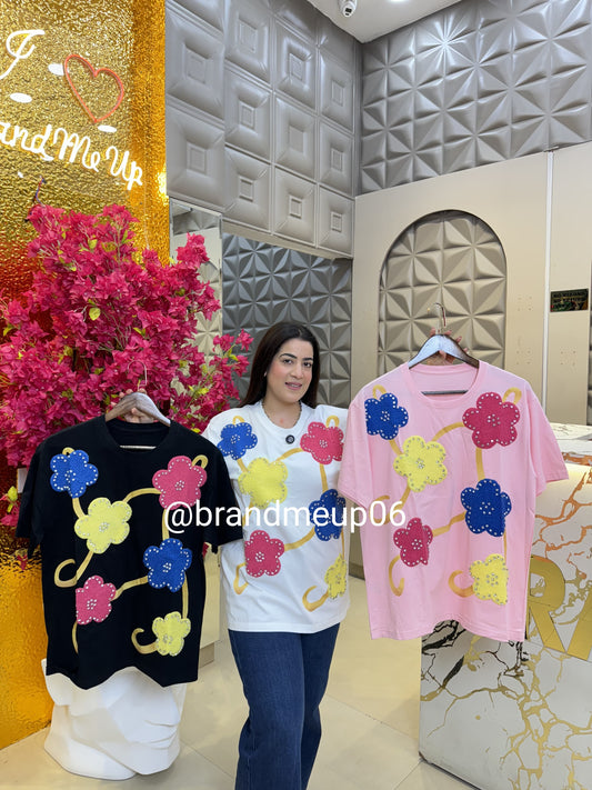 Cute Cotton T-Shirt (TEE-156) Flower Patch